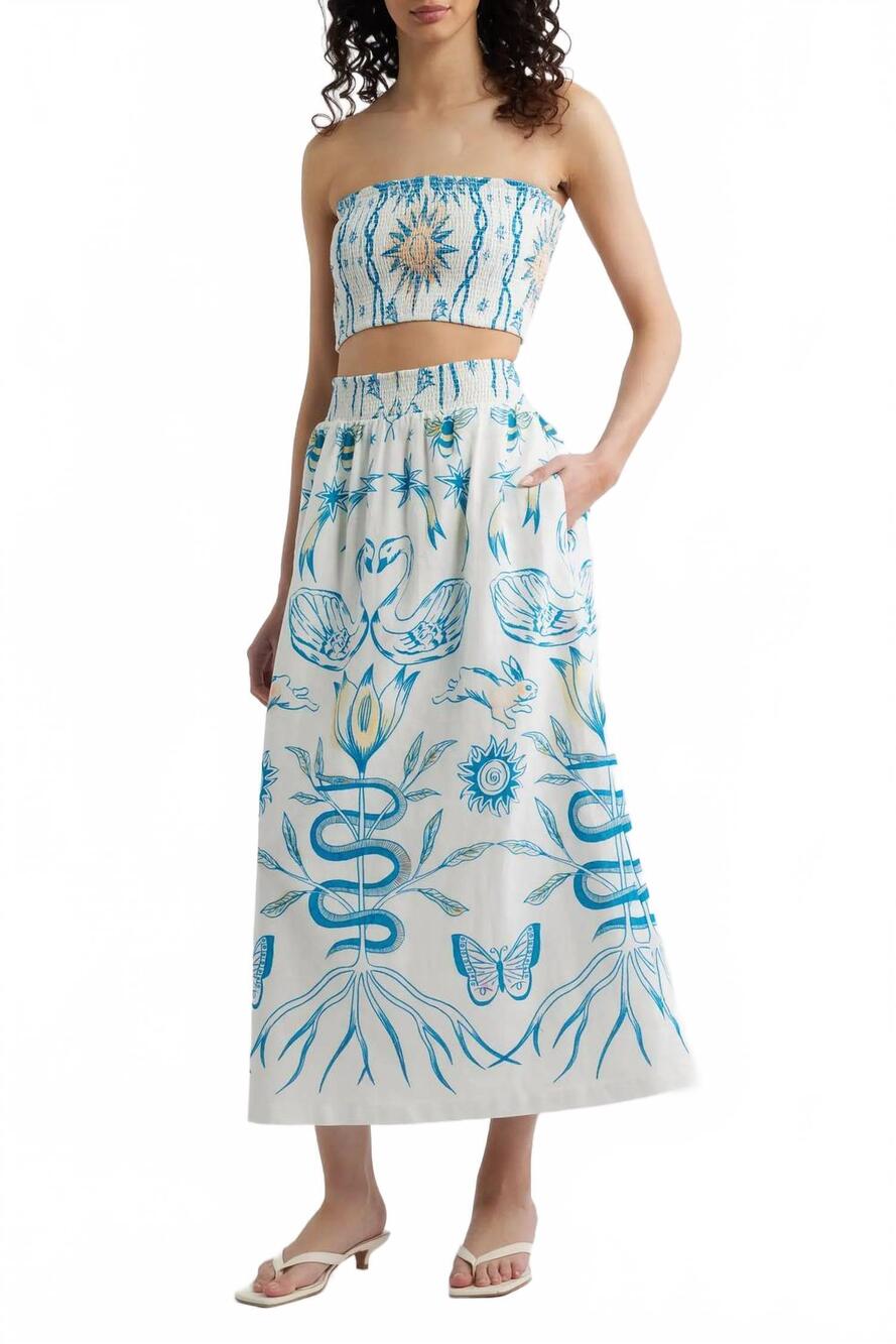 NEW CLEOBELLA sylvan top and midi skirt set in lunada print